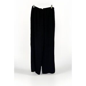 Vtg SALVATORE FERRAGAMO Black Silk Pleated Trousers IT46 US12 L Made in Italy